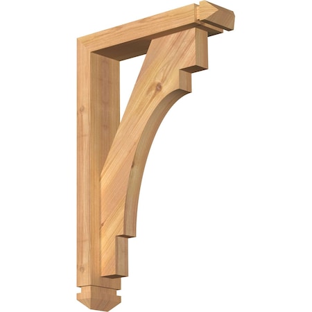 Merced Arts And Crafts Smooth Bracket W/ Offset Brace, Western Red Cedar, 3 1/2W X 14D X 22H